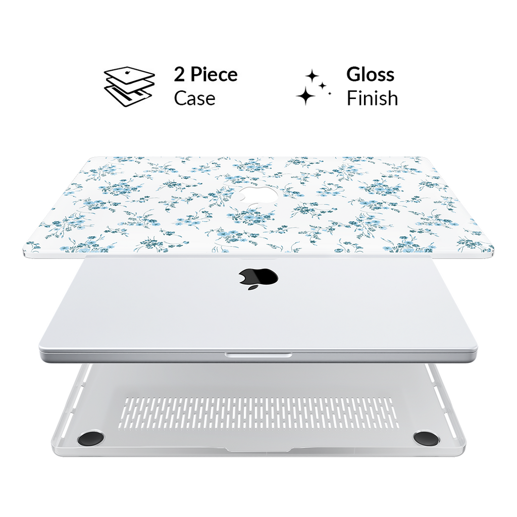 French Blue Floral MacBook Case