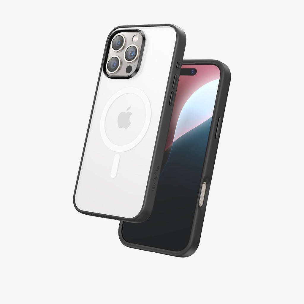 FLOLAB Surtect Tri-Fusion MagSafe Compatible Case – iPhone 16 Series (Black Frost White Ring)