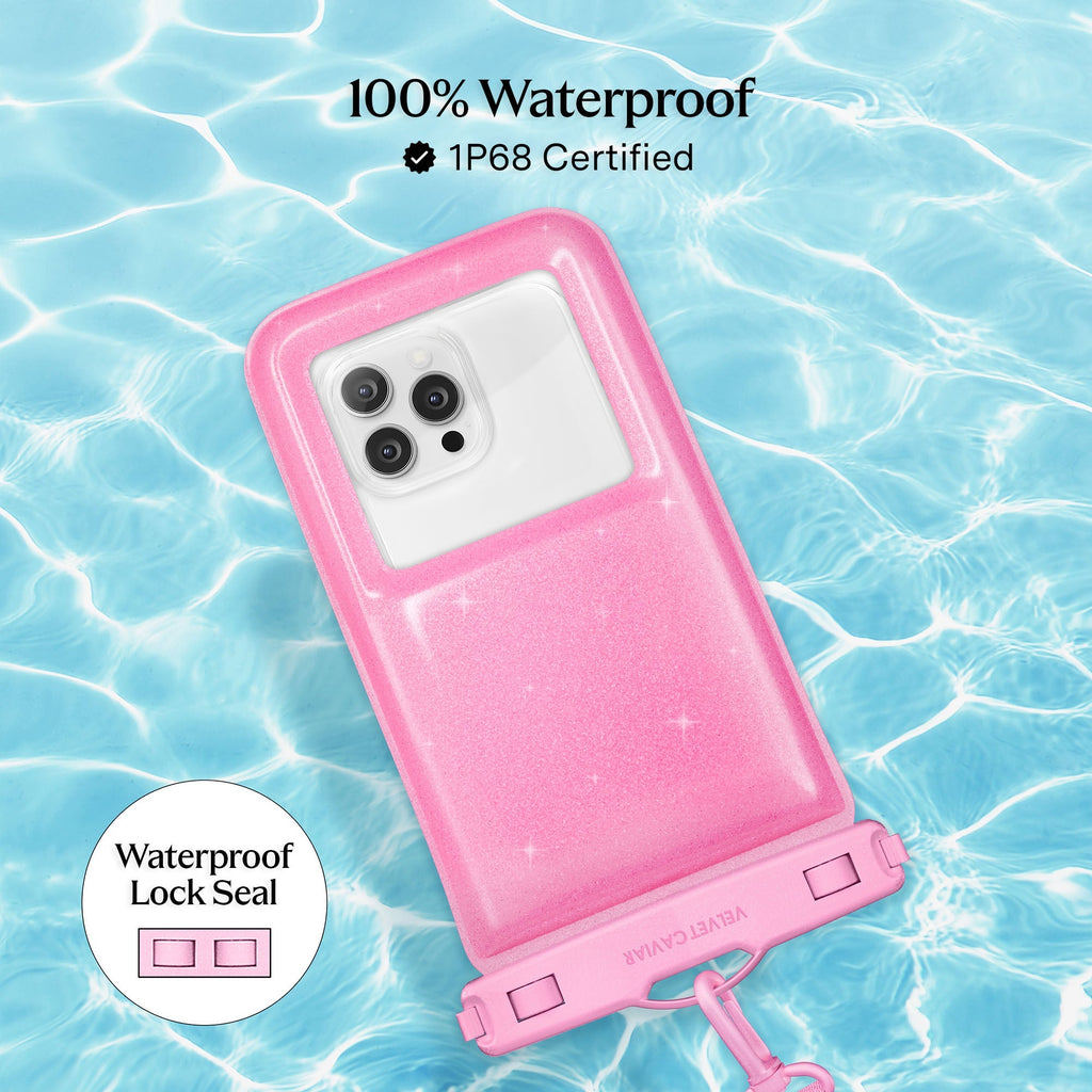 Pink Stardust Glitter Waterproof Floating Phone Pouch