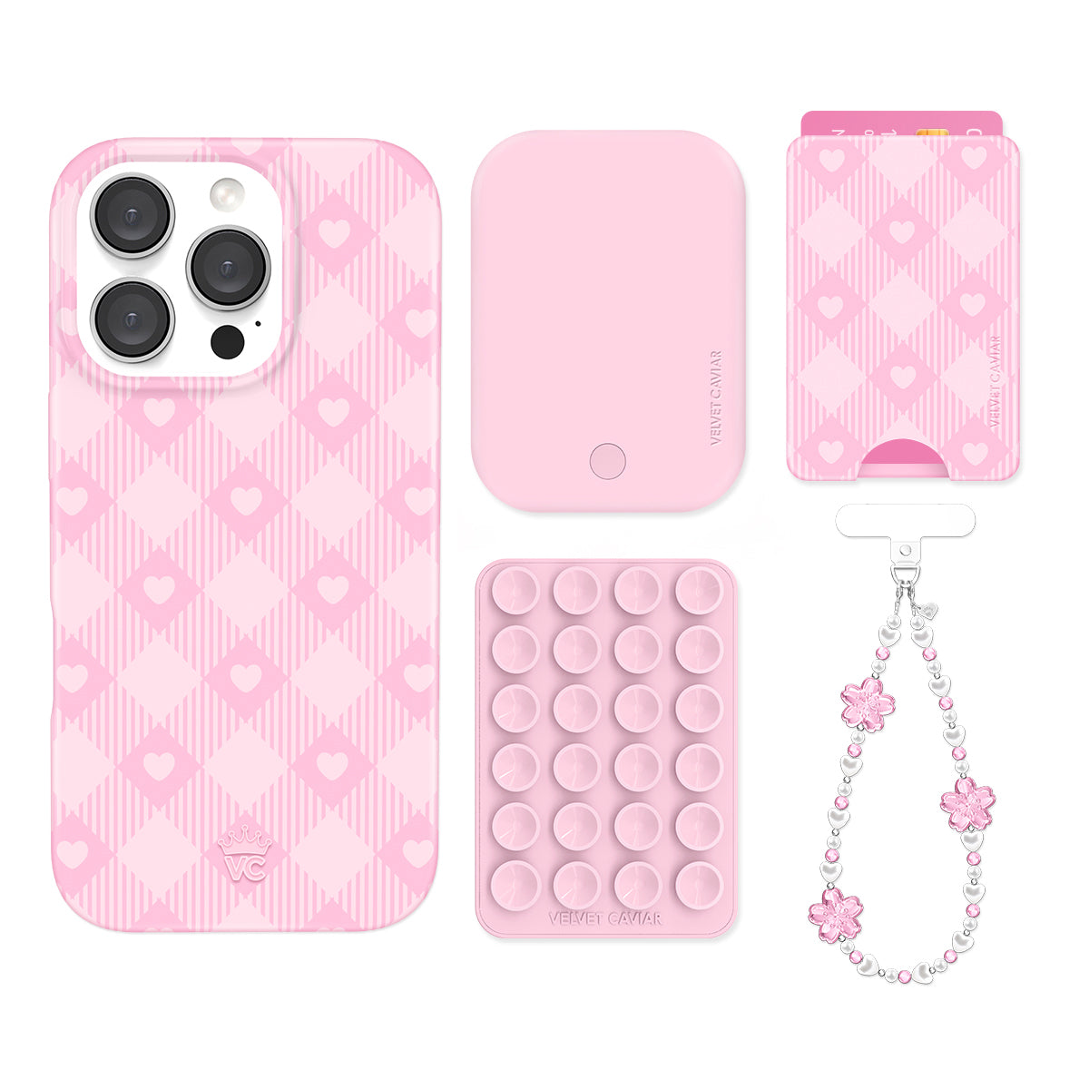 Dolly Pink Gingham iPhone Bundle Set - Wallet