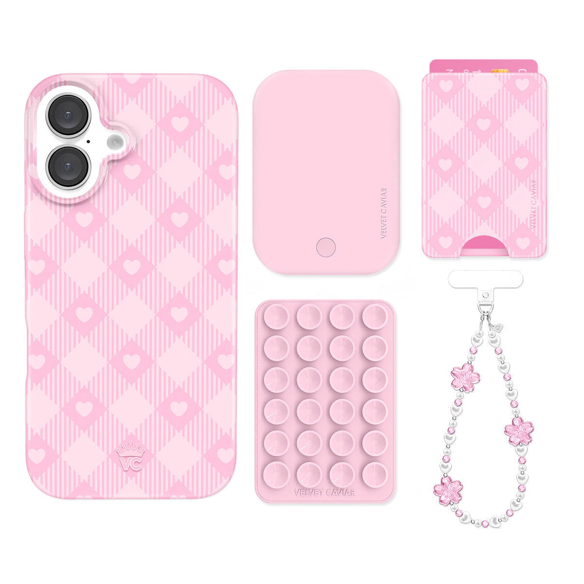 Dolly Pink Gingham iPhone Bundle Set - Wallet