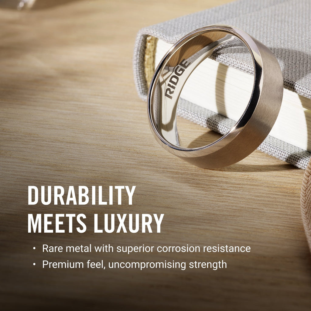 Ridge 6mm Rounded Ring Set - Platinum | Tantalum