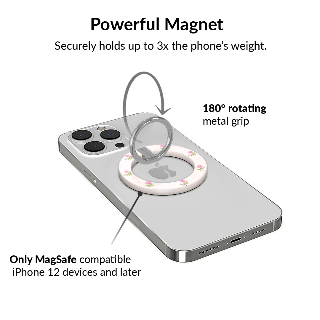 Pink Peony Floral MagSafe Grip Ring