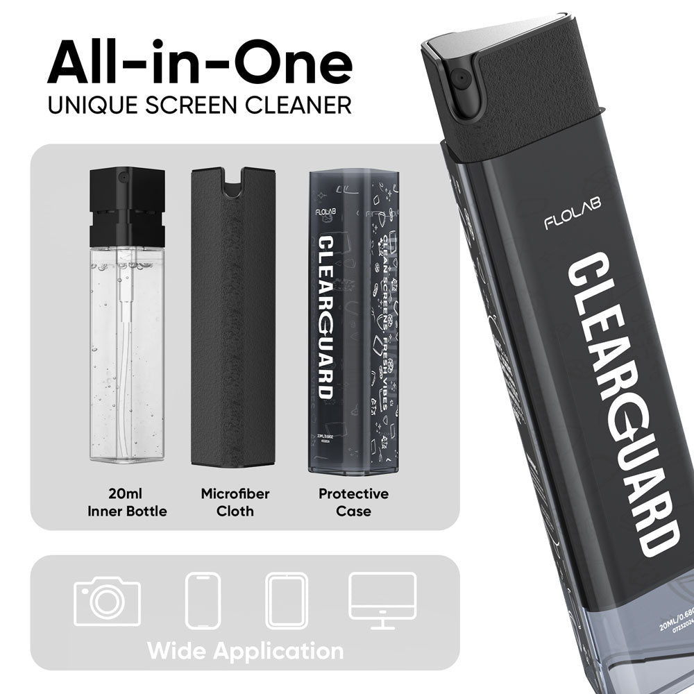 FLOLAB Clear Guard Screen Cleaner All in One - Easy to Clean, Portable, Reusable