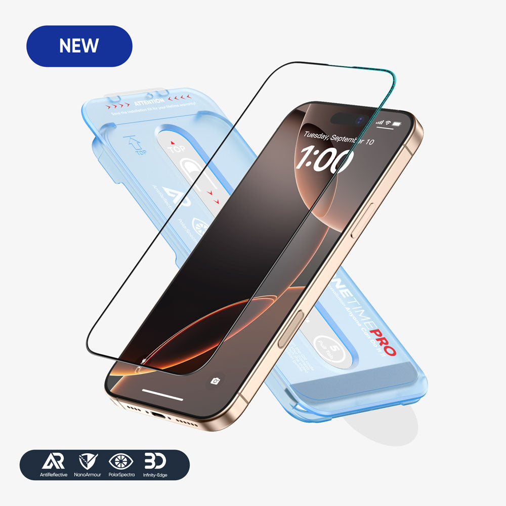 NanoArmour ONETIME PRO Anti Reflective PolarSpectra 3D Infinity Edge – iPhone 17 / 16 / 15 Series