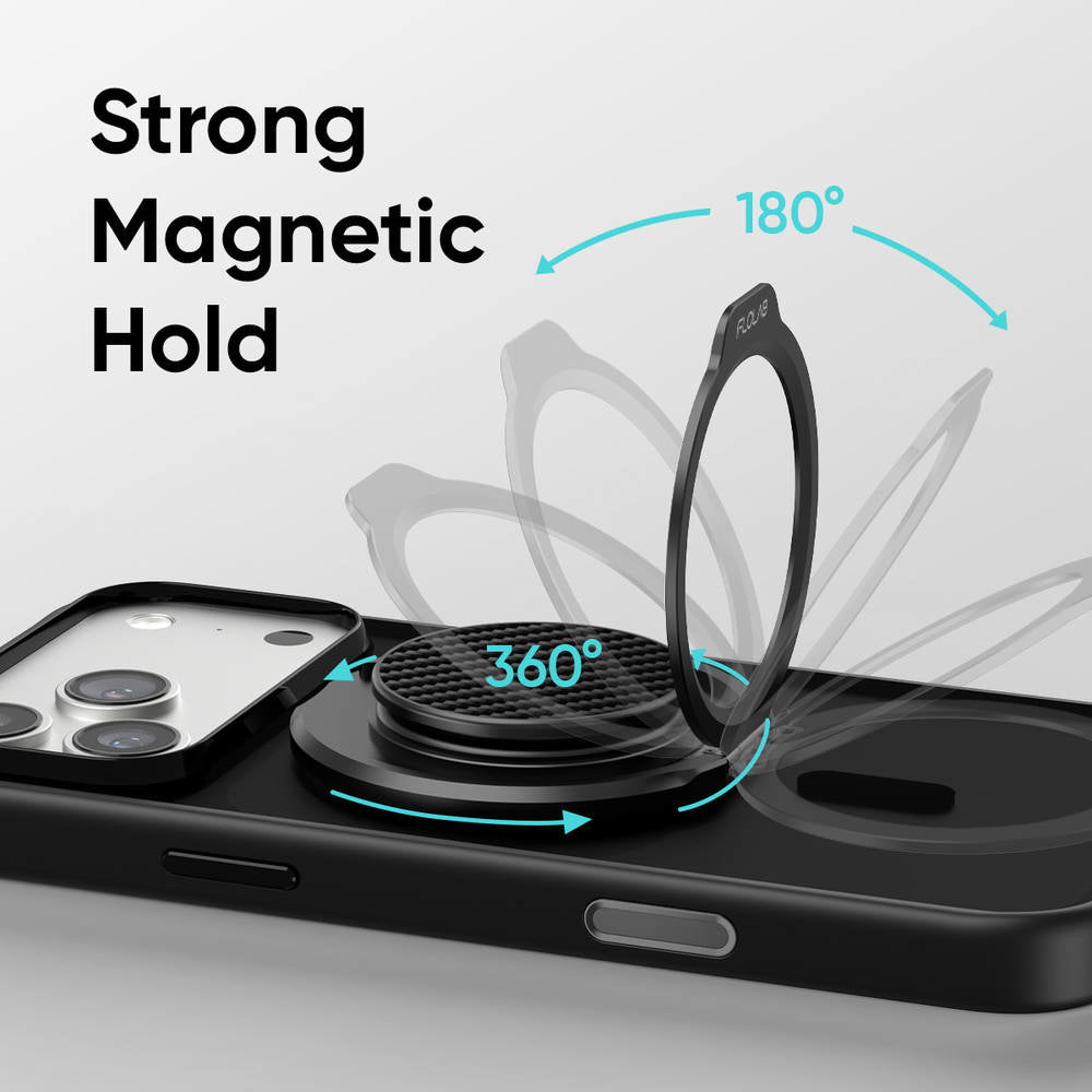 FLOLAB ForgeGrip Magnetic Stand & Phone Grip for iPhone Magsafe, Compatible with Android Phone - Walnut