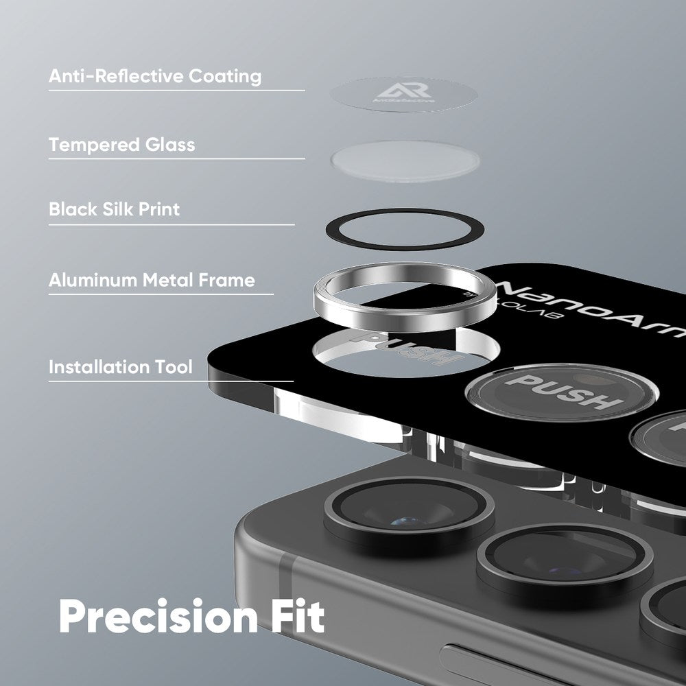 FLOLAB NanoArmour for Samsung Galaxy S25 Plus Camera Lens Protector Anti Reflective Coating - 2 Color Options
