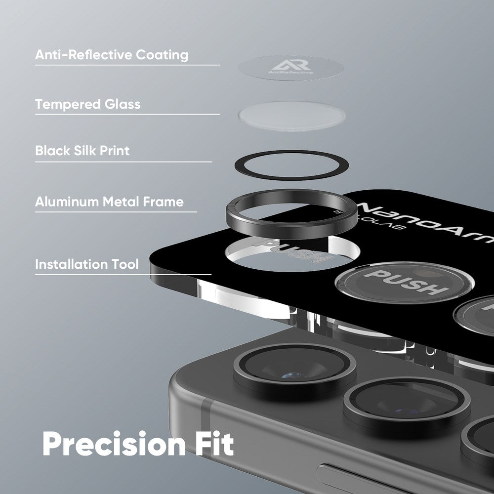 FLOLAB NanoArmour for Samsung Galaxy S25 Plus Camera Lens Protector Anti Reflective Coating - 2 Color Options