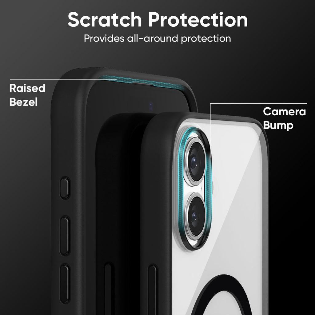 FLOLAB Surtect Tri-Fusion MagSafe Compatible Case – iPhone 16 Series (Black Clear)