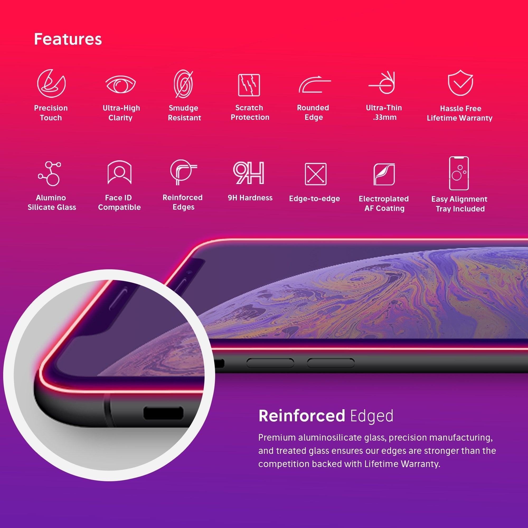 NanoArmour for iPhone XS / X Anti-Blue Light Screen Protector Case Friendly