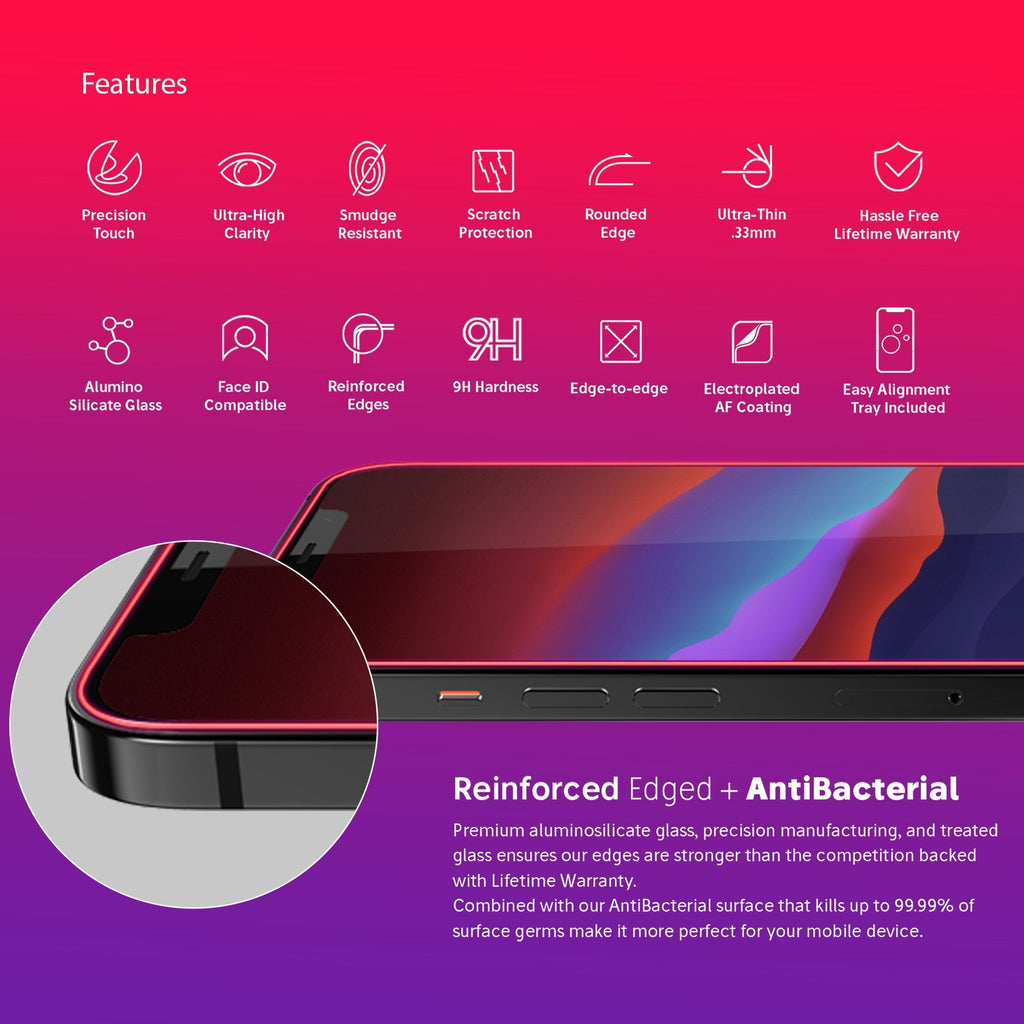 NanoArmour for iPhone 12 Screen Protector Edge-to-Edge