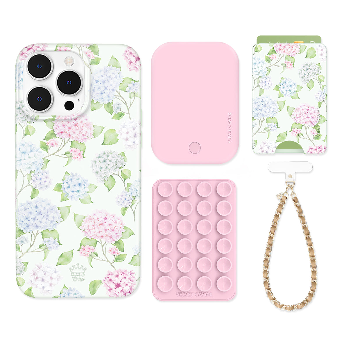 Hydrangea Floral iPhone Bundle Set - Wallet