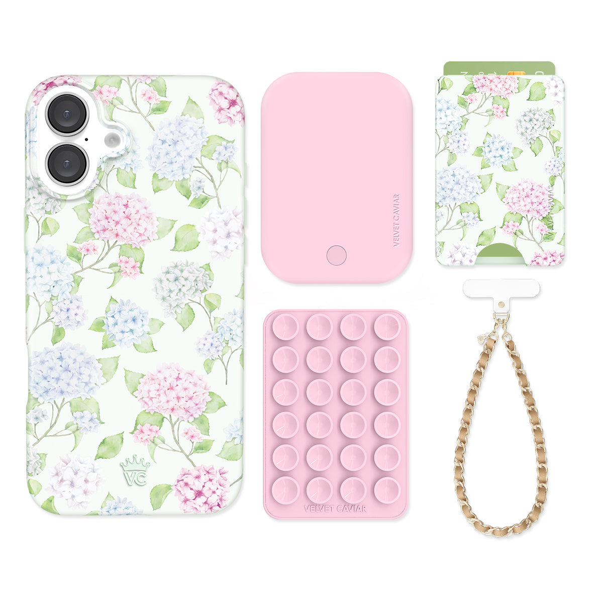 Hydrangea Floral iPhone Bundle Set - Wallet