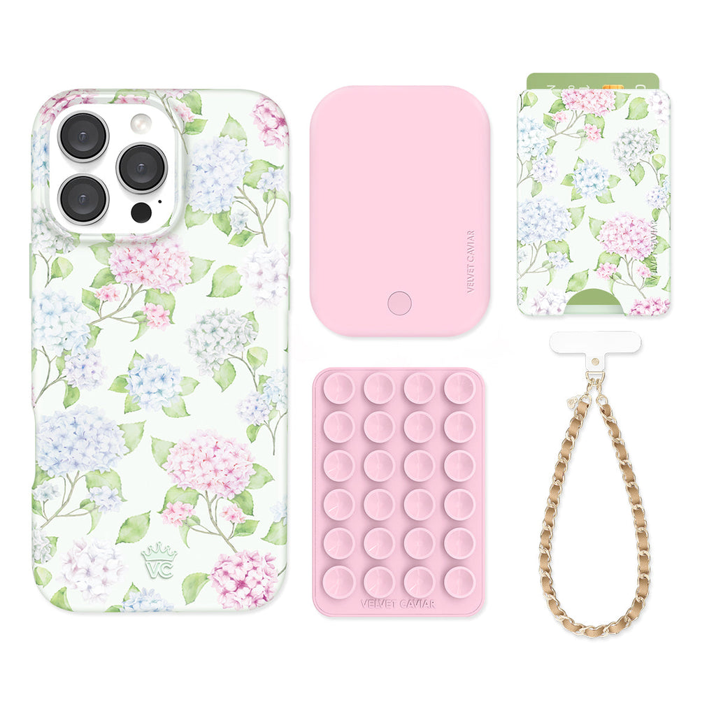 Hydrangea Floral iPhone Bundle Set - Wallet