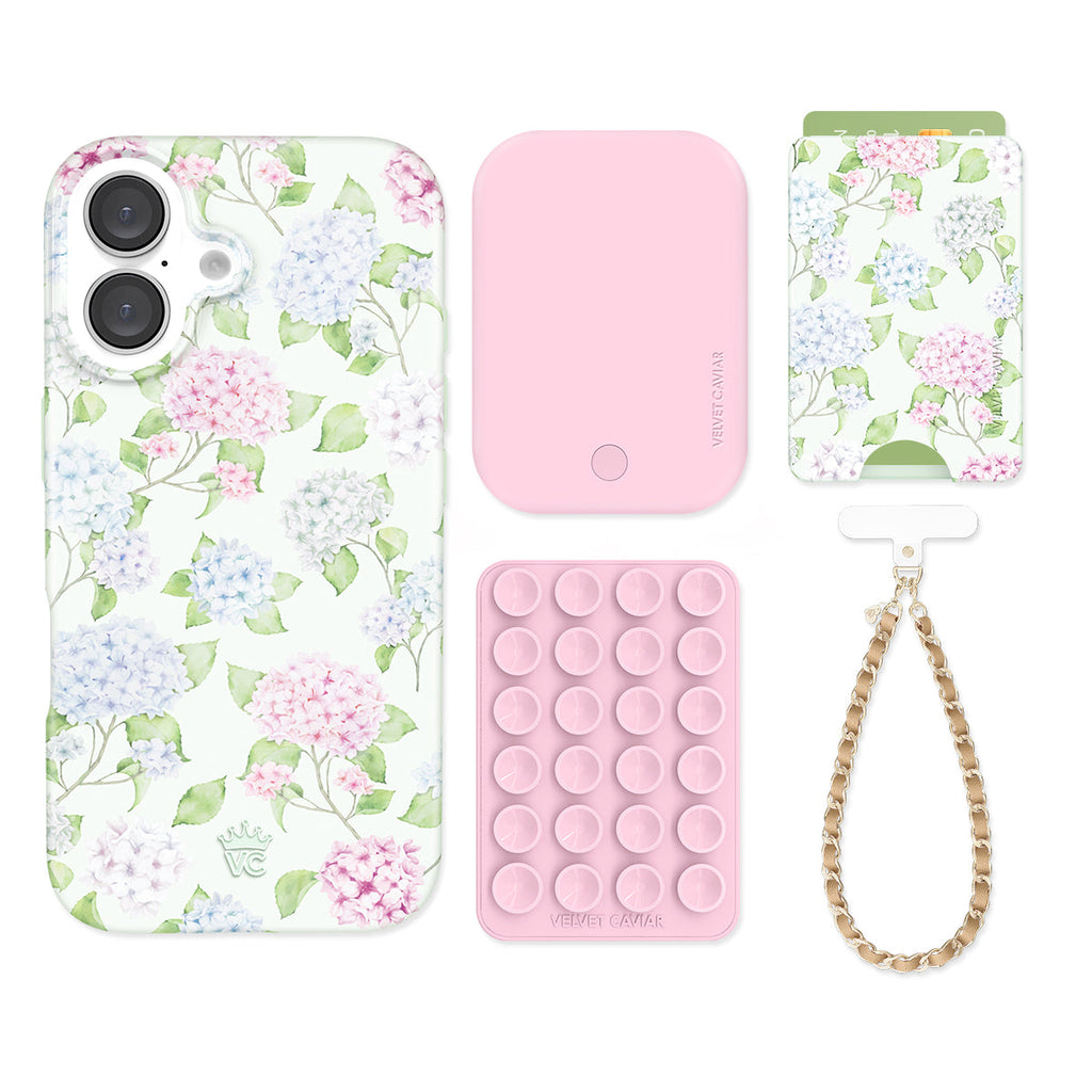 Hydrangea Floral iPhone Bundle Set - Wallet
