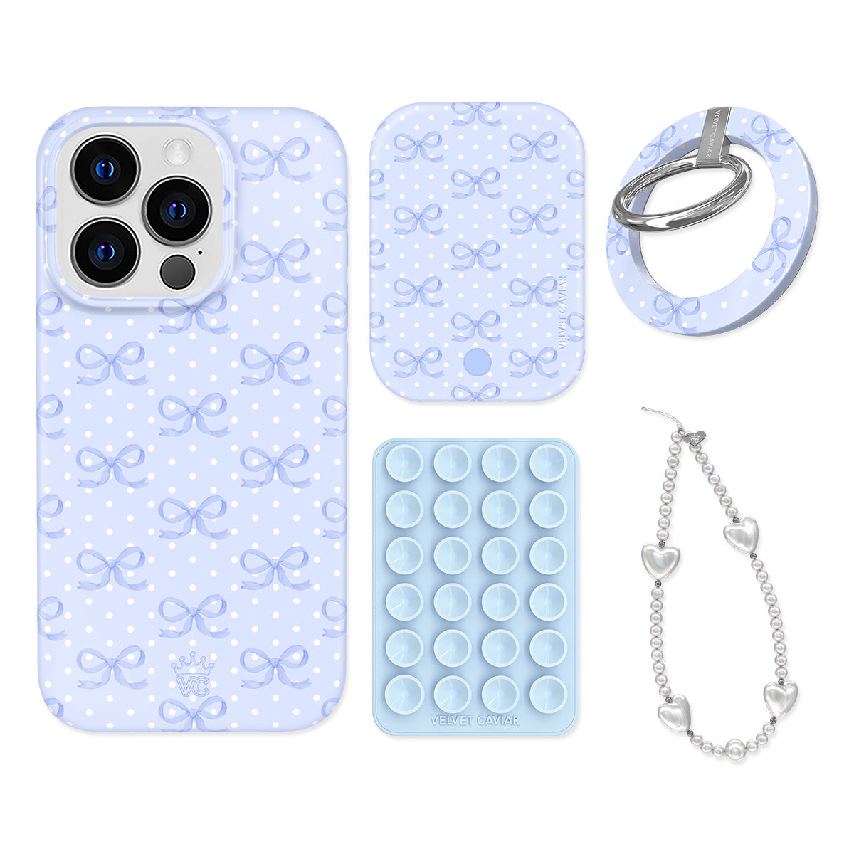 Lovely Blue Bows iPhone Bundle Set - Grip