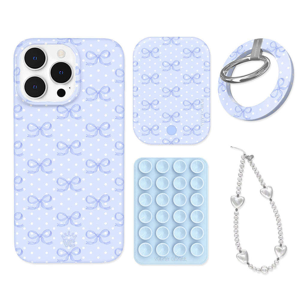 Lovely Blue Bows iPhone Bundle Set - Grip