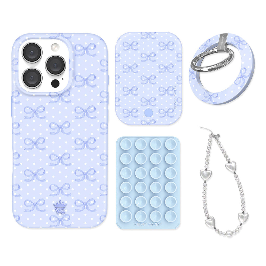 Lovely Blue Bows iPhone Bundle Set - Grip
