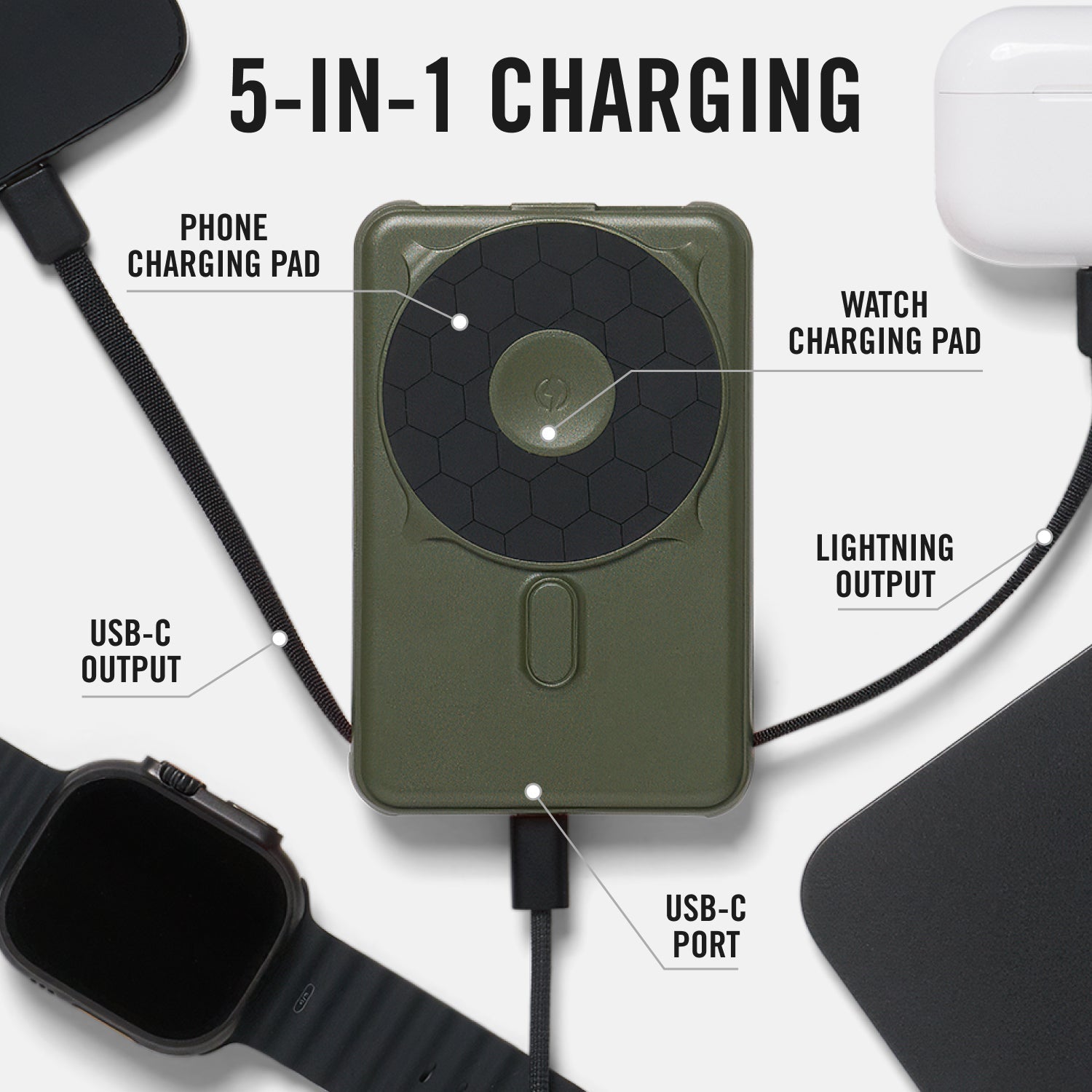 Magnetic Power Bank - Matte Olive