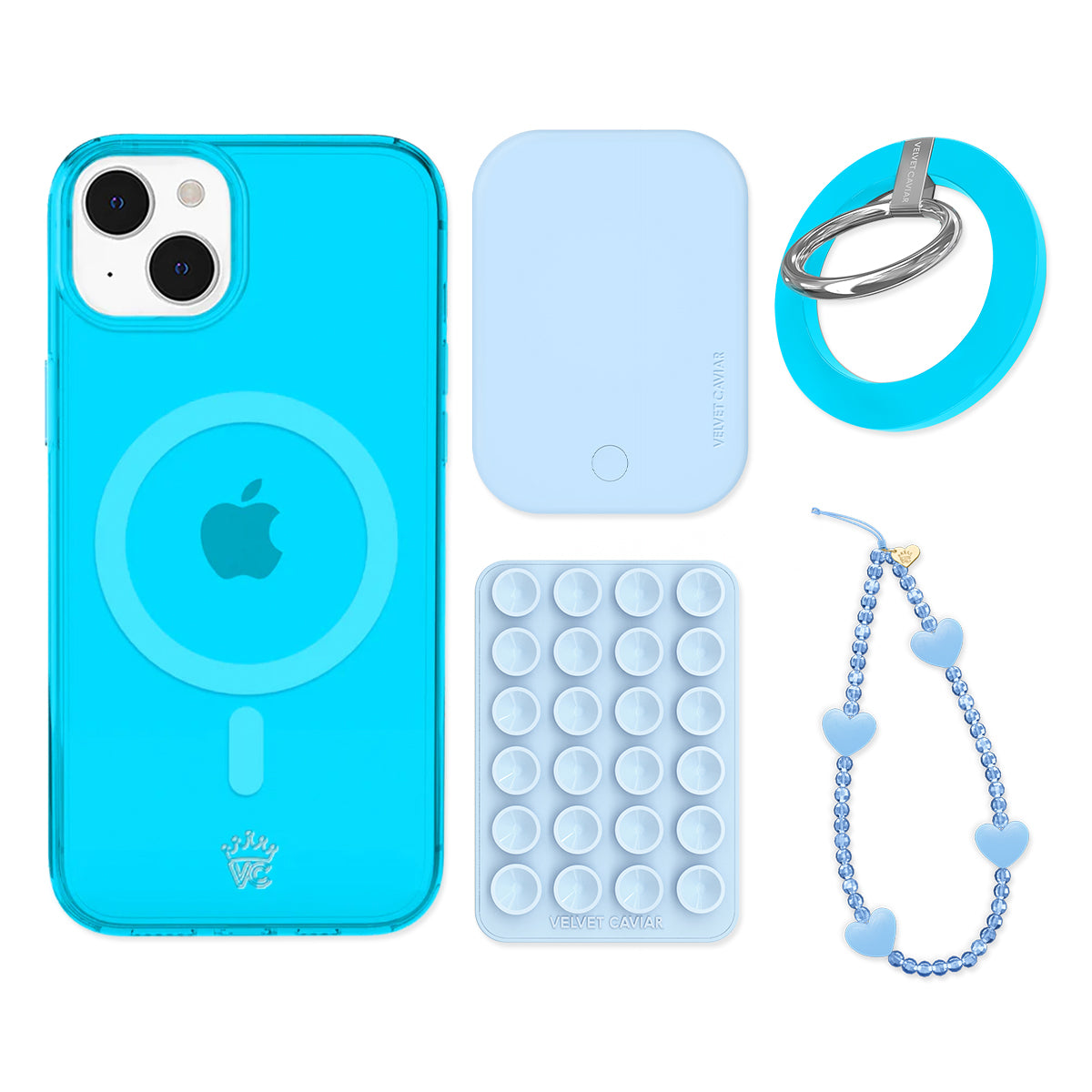 Neon Blue iPhone Bundle Set - Grip