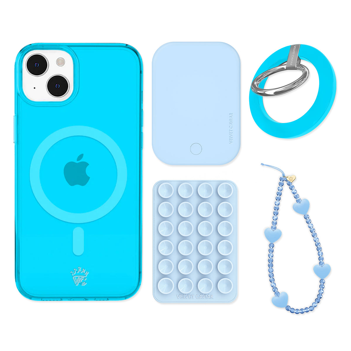 Neon Blue iPhone Bundle Set - Grip