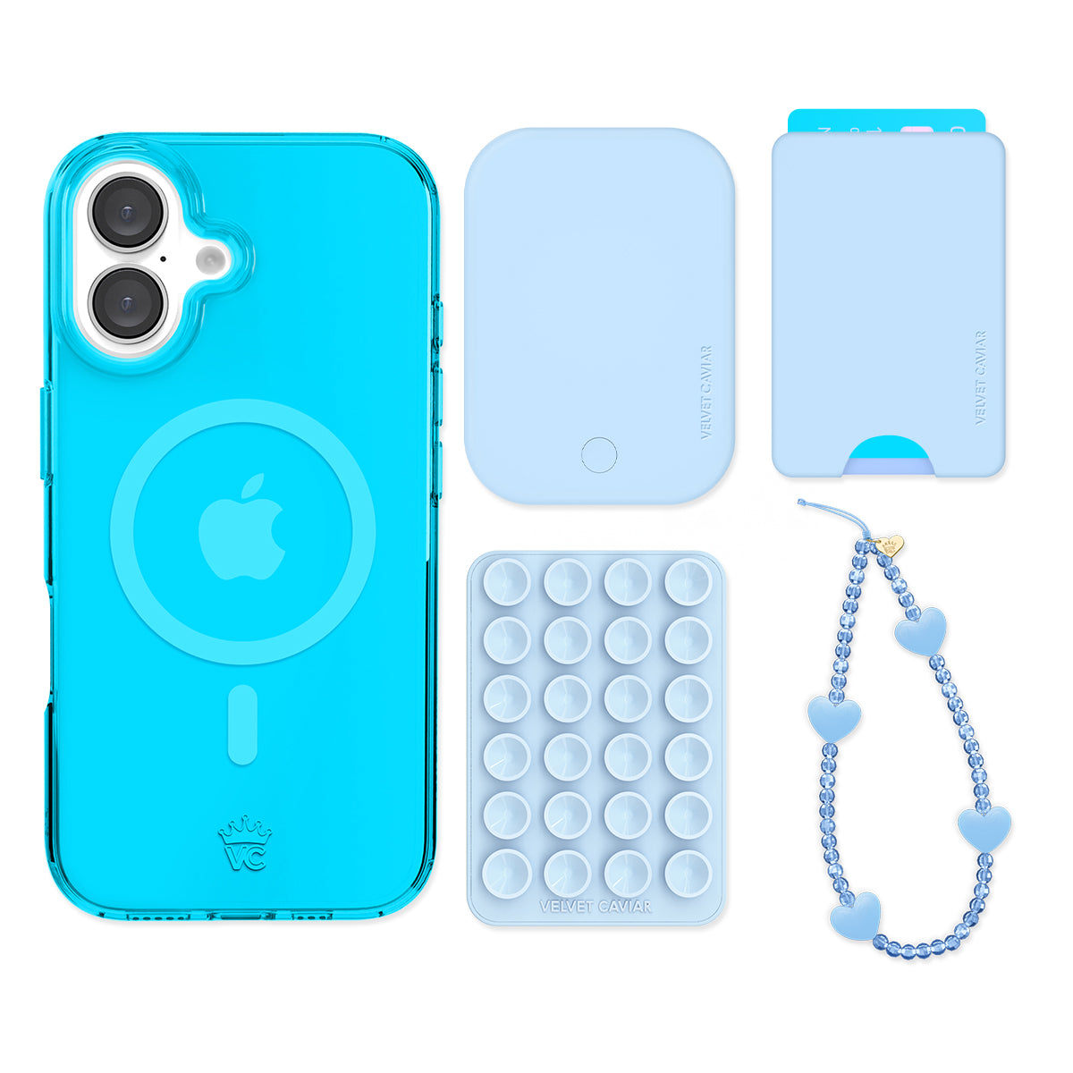 Neon Blue iPhone Bundle Set - Wallet