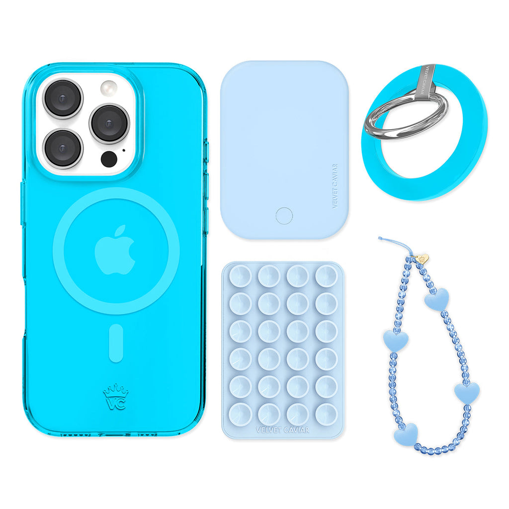 Neon Blue iPhone Bundle Set - Grip