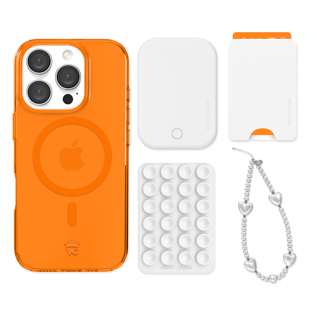Neon Orange iPhone Bundle Set - Wallet