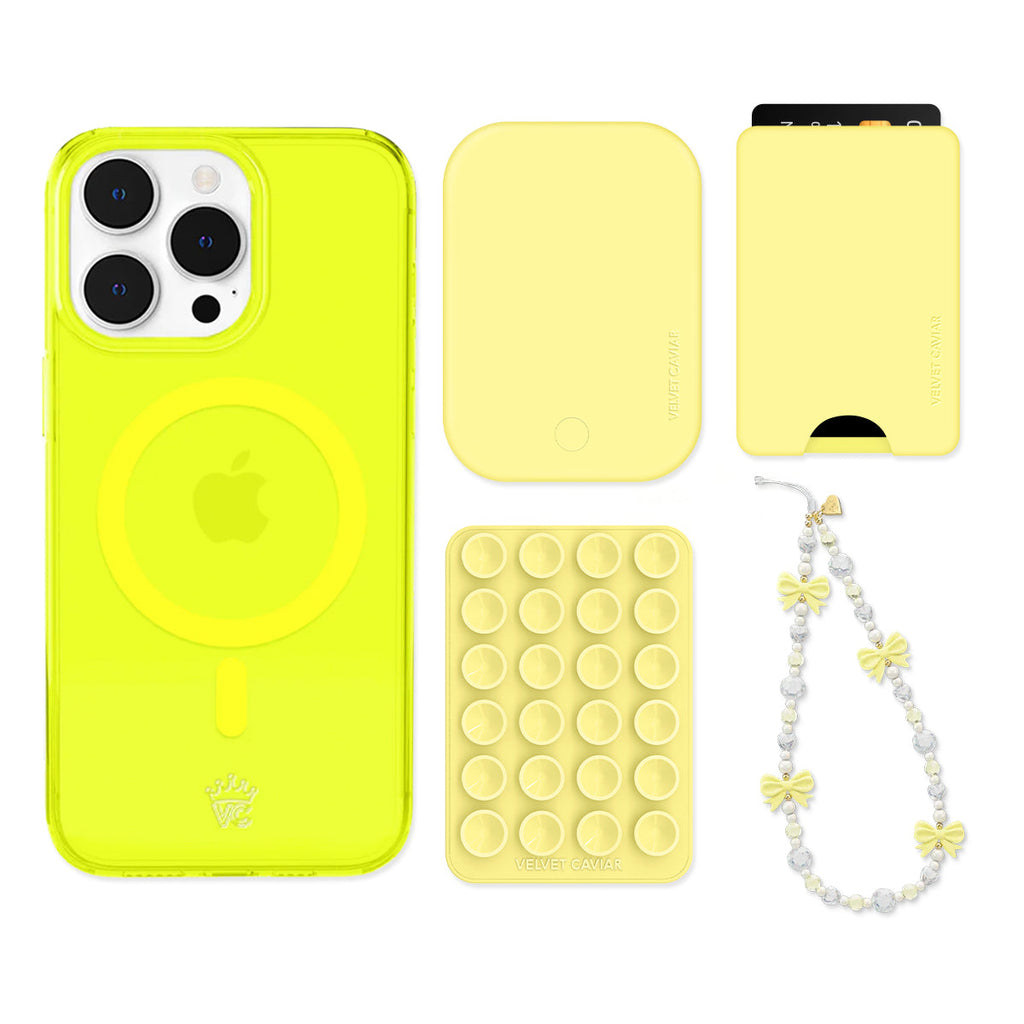 Neon Yellow iPhone Bundle Set - Wallet