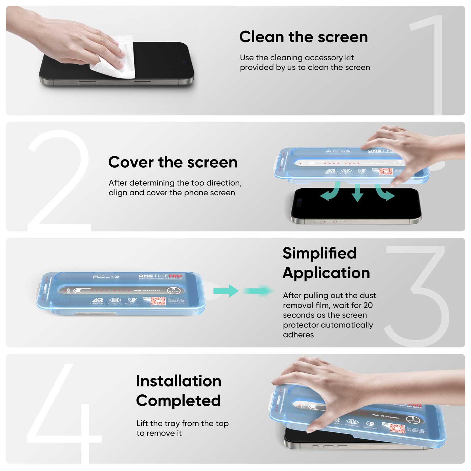FLOLAB ONETIME NanoArmour 2-Pack Ultra Clear Screen Protector – iPhone 16 Series