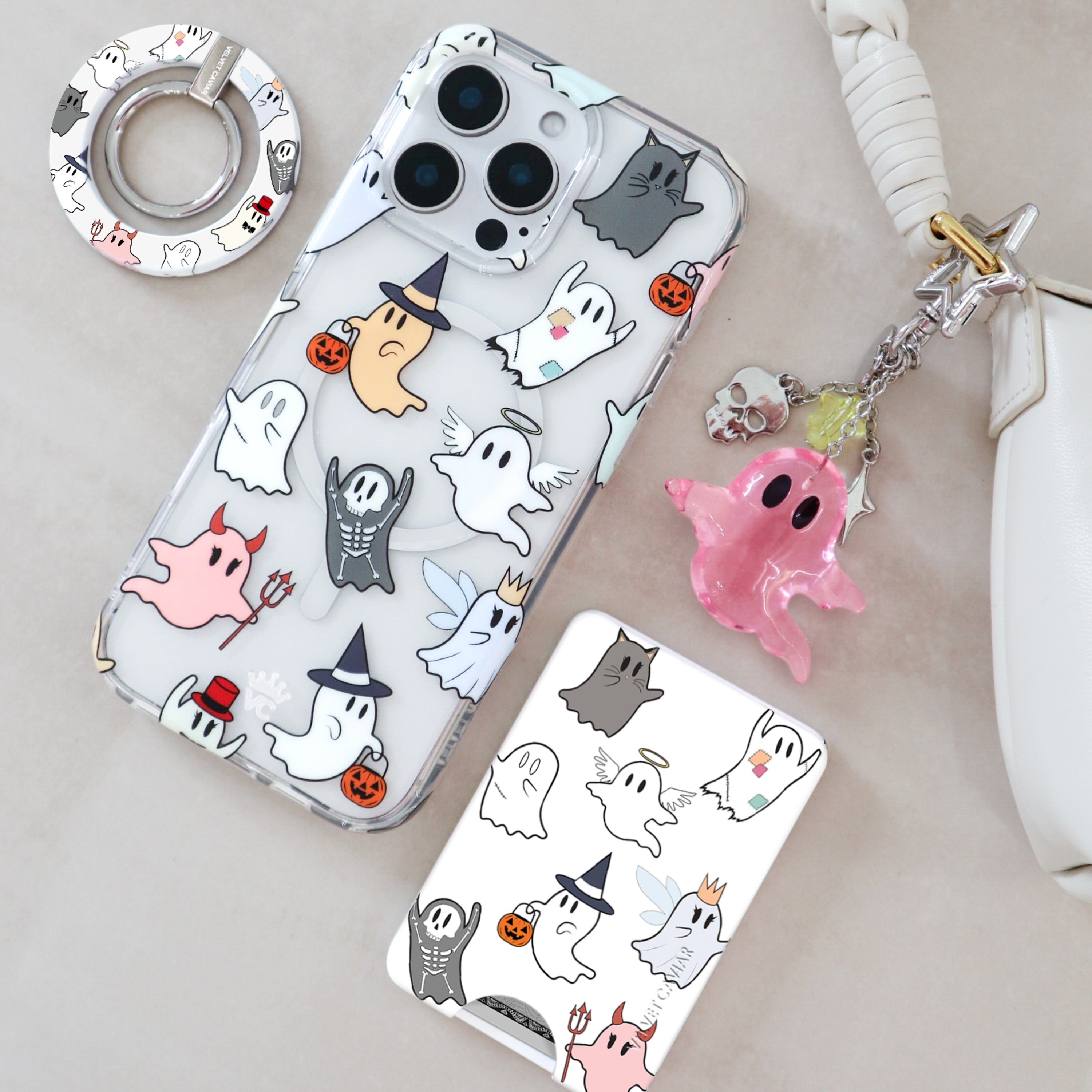Pink Ghosted Bag Charm
