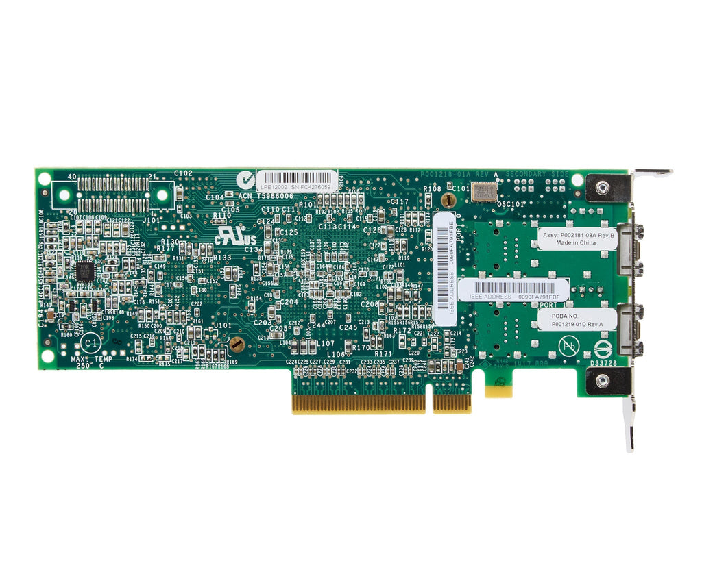 Dell Emulex LPE12002-E Dual Port 8GB Fiber Channel SFP+ HBA Low Profile