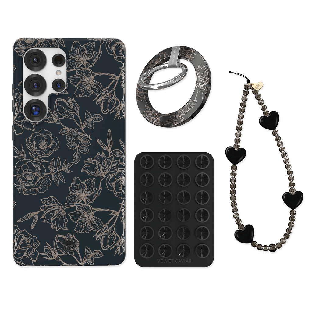 Floral Rose Gold Chrome Samsung Bundle Set