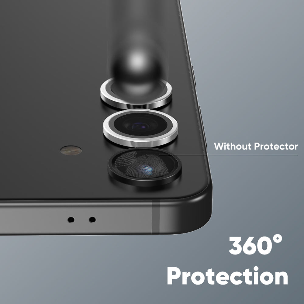 FLOLAB NanoArmour for Samsung Galaxy S25 Camera Lens Protector, Tempered Glass, Aluminum Camera Ring, Anti Reflective TruColors Crystal Clear - 2 Color Options