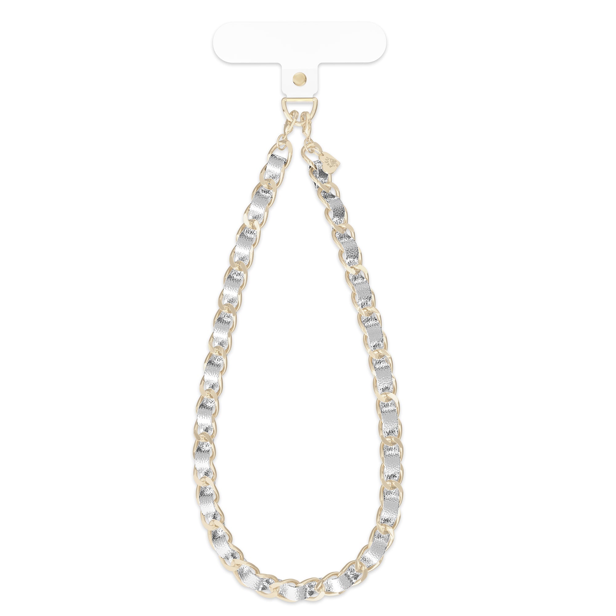 Silver Leather Chain Phone Charm
