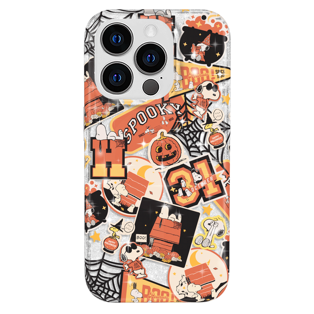 Snoopy Halloween Varsity Glitter iPhone Case