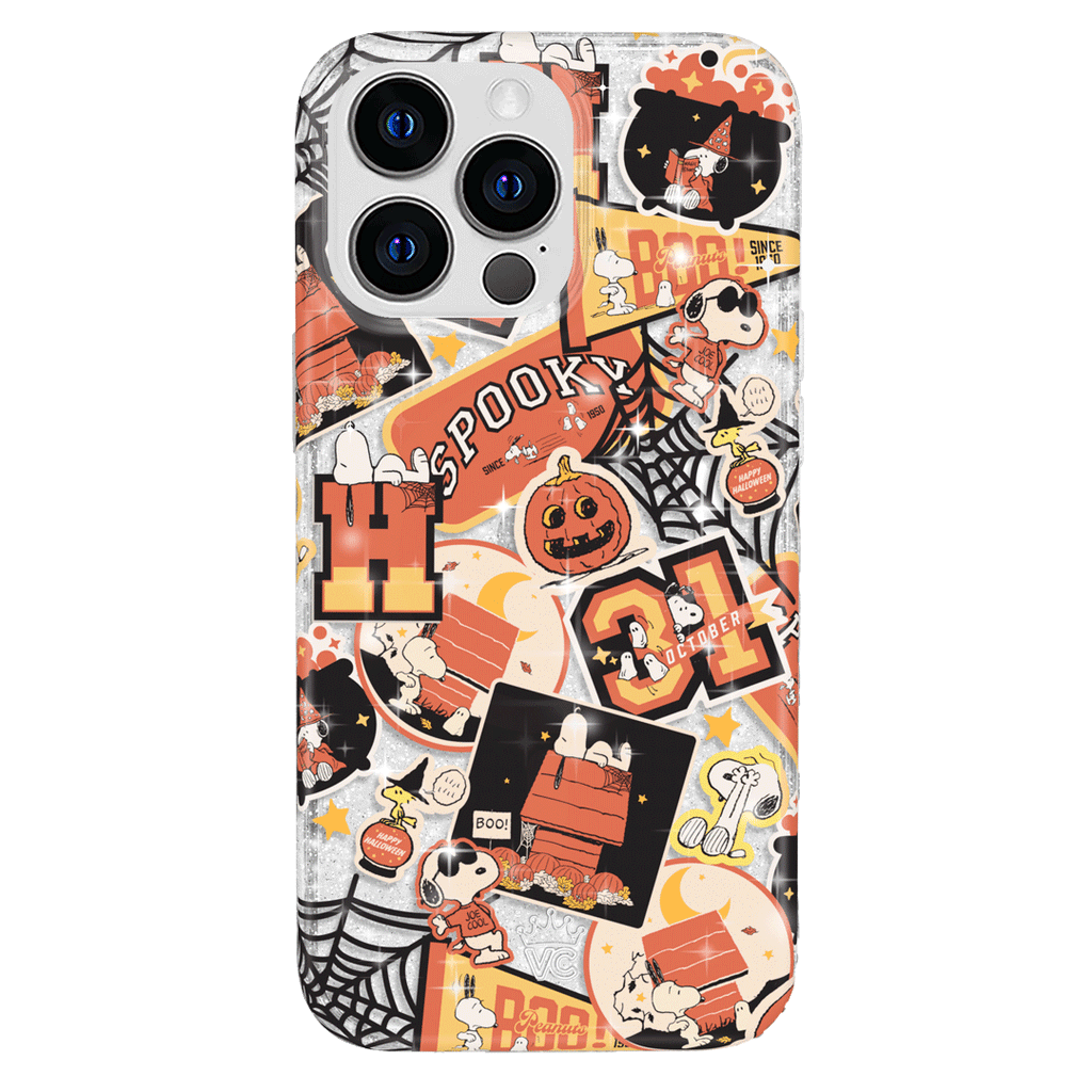 Snoopy Halloween Varsity Glitter iPhone Case