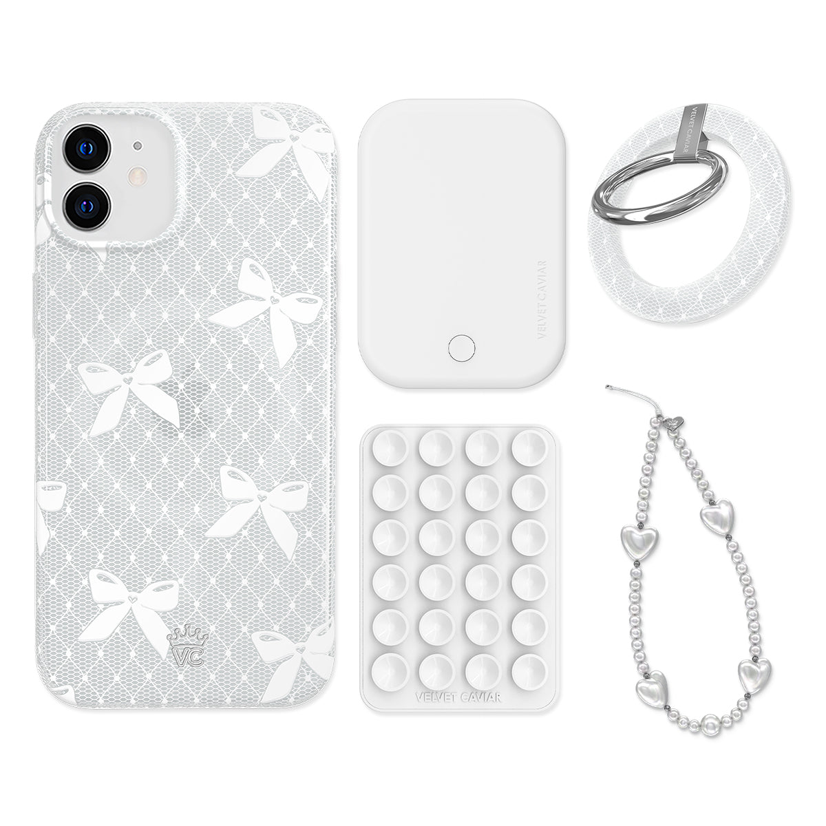 Vintage Lace Bows iPhone Bundle Set - Grip