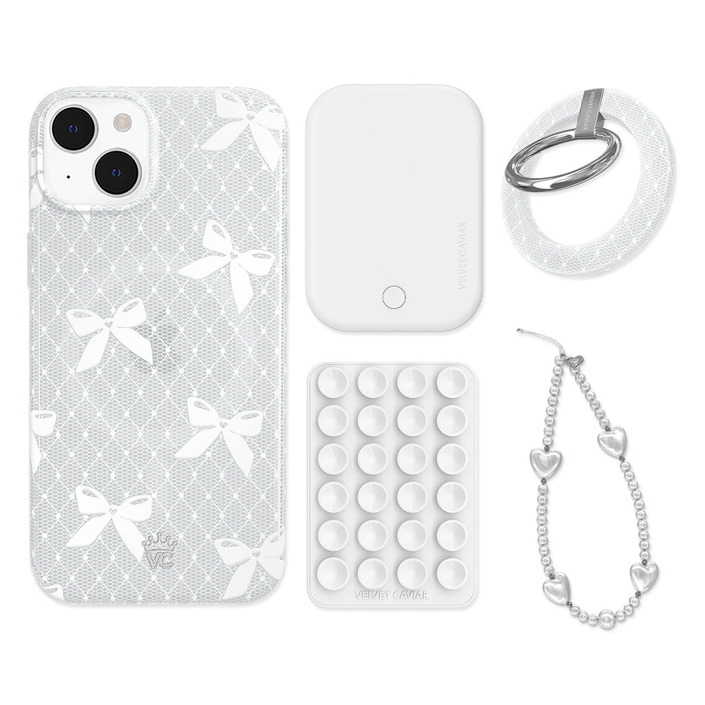 Vintage Lace Bows iPhone Bundle Set - Grip
