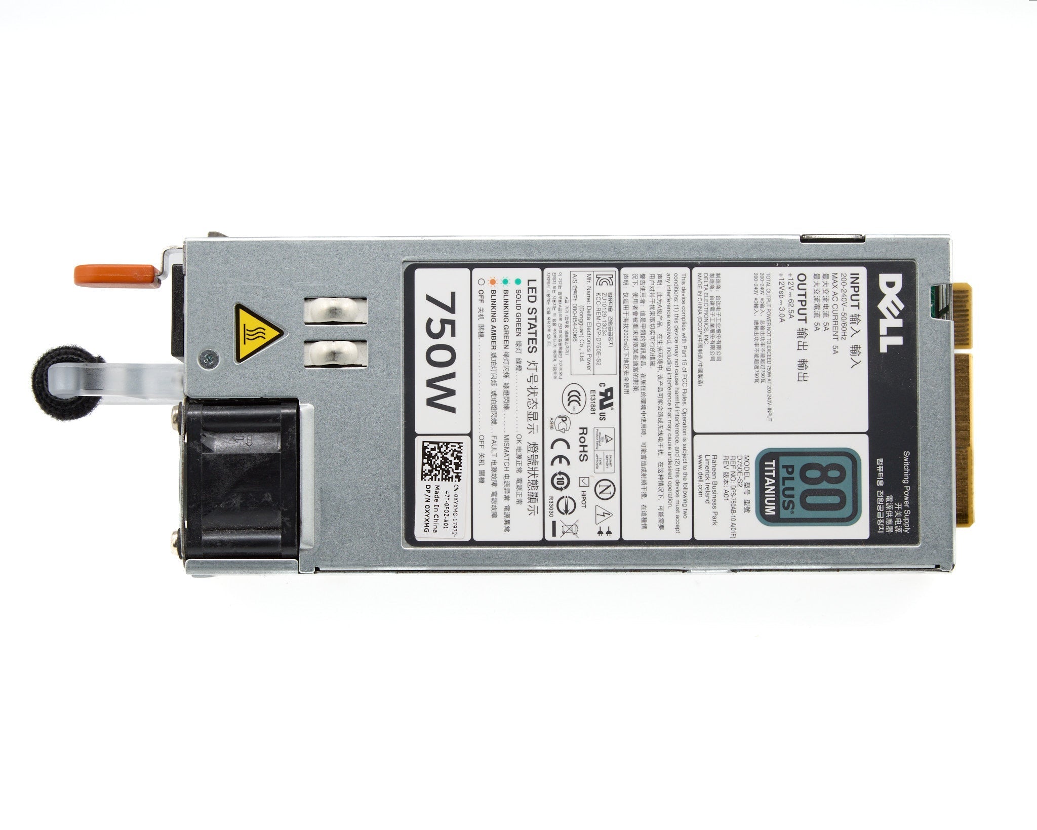Dell 750W Titanium Efficiency Power Supply for 12G (200-240VAC only)
