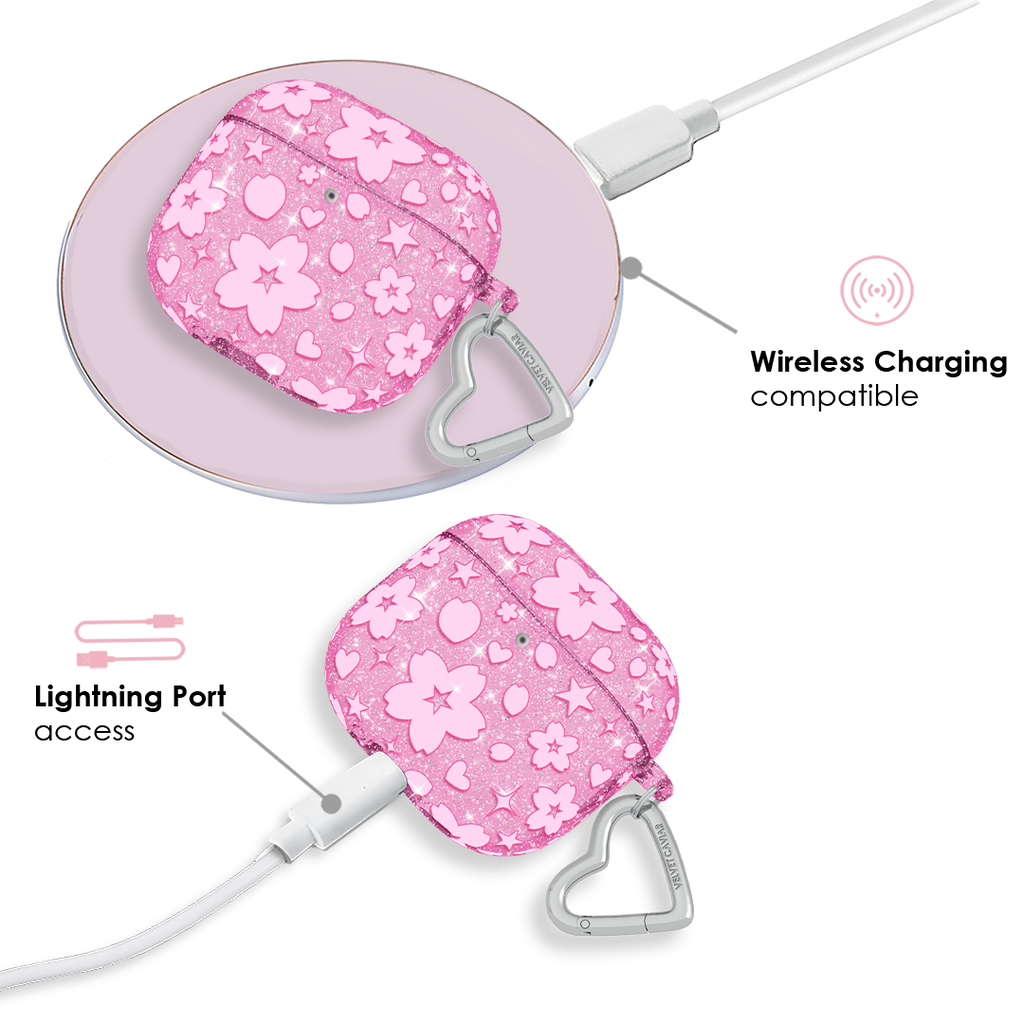 Cherry Blossom Glitter AirPod Case