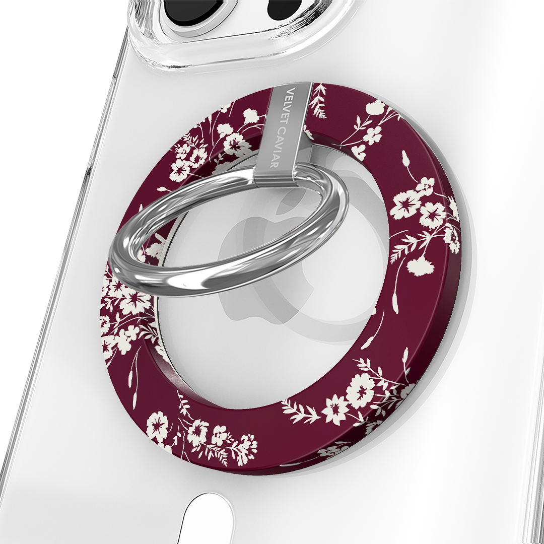 French Burgundy Floral MagSafe Grip Ring