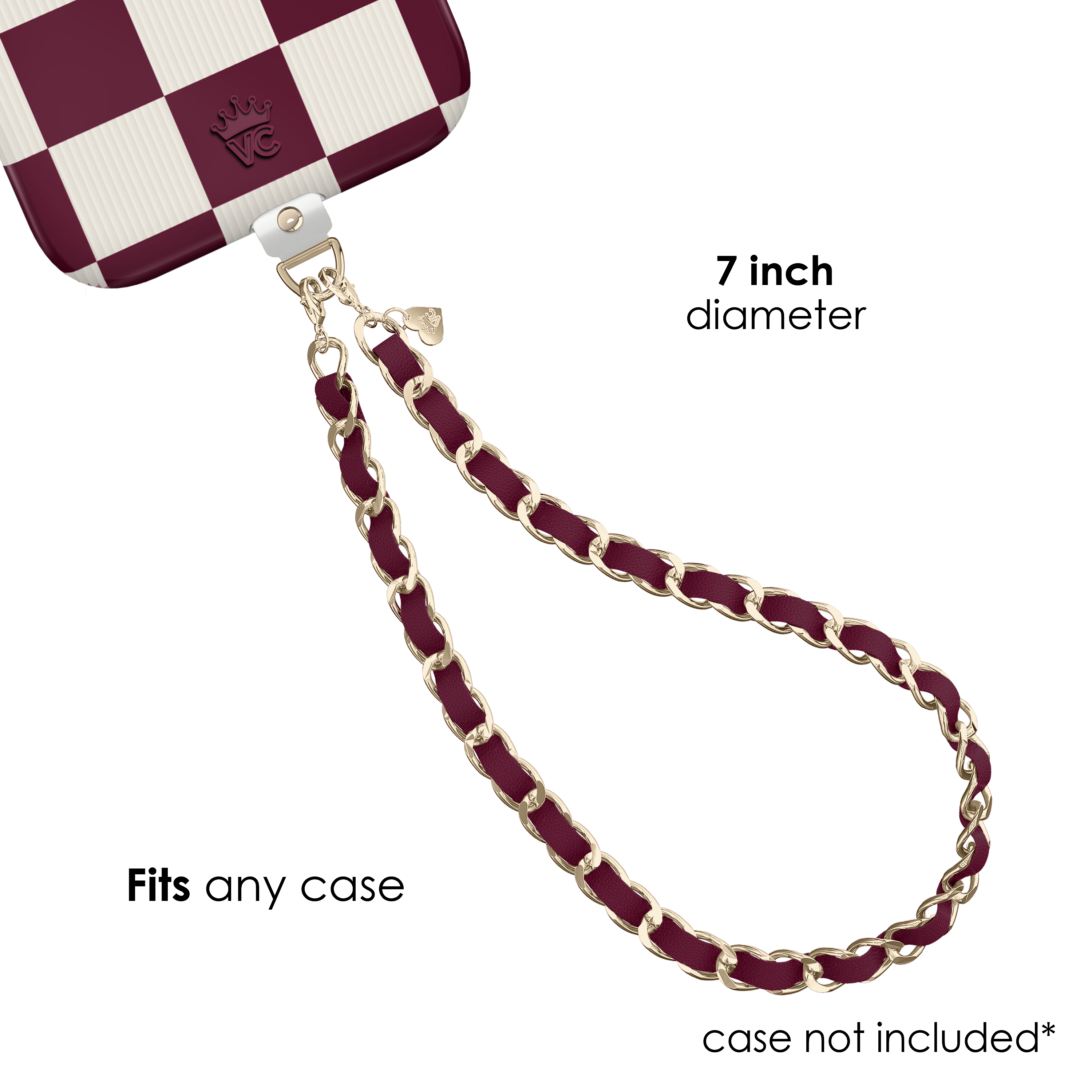 Burgundy Leather Chain Phone Charm