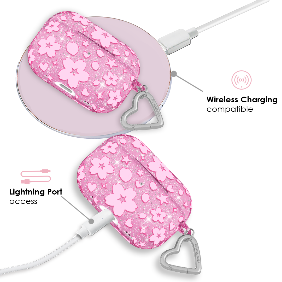 Cherry Blossom Glitter AirPod Case