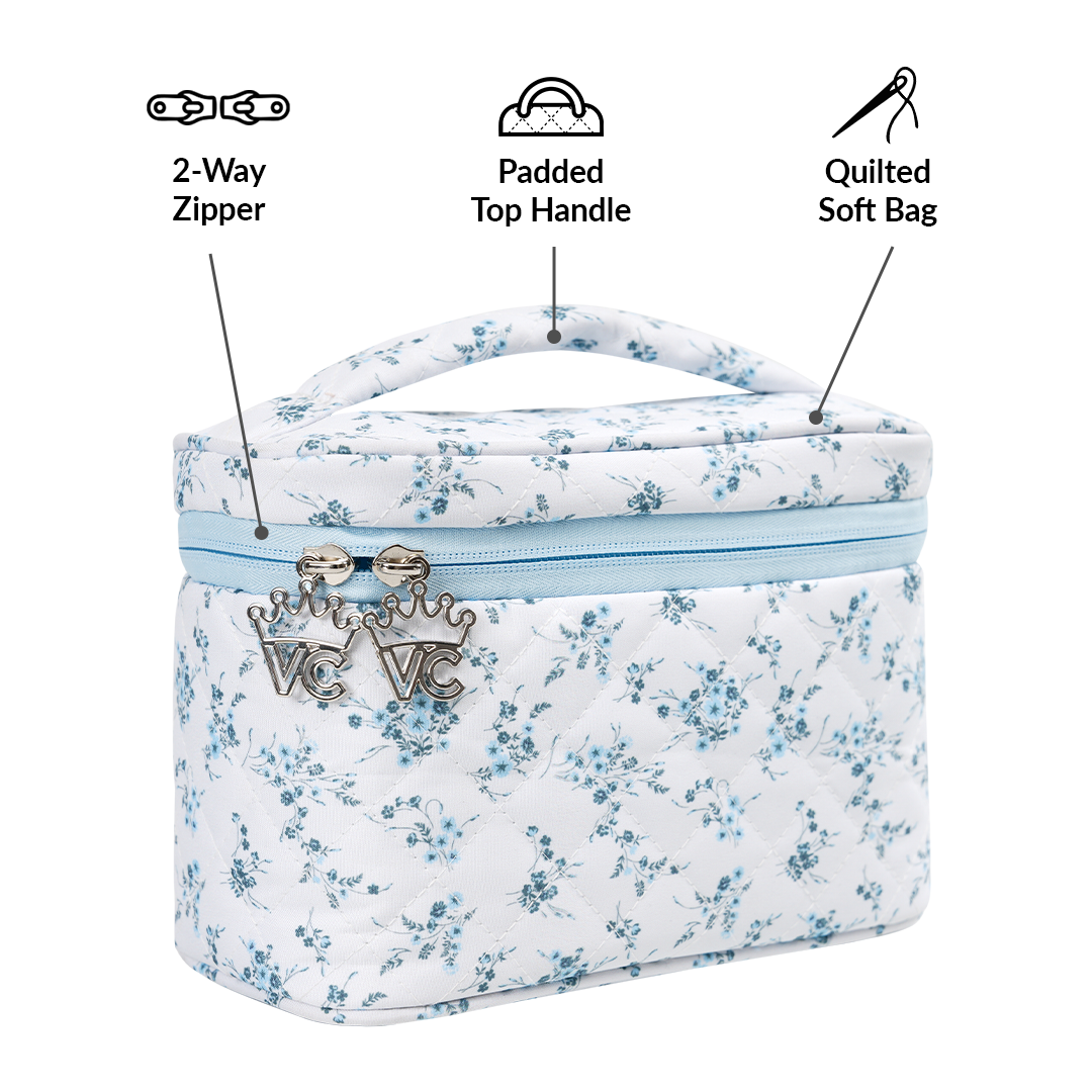 French Blue Floral Vanity Bag