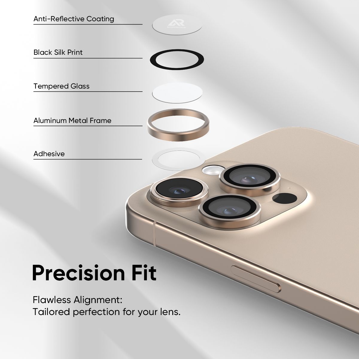 NanoArmour for iPhone 16 Pro / 16 Pro Max Anti Reflective Camera Protector - 4 Pro Colors