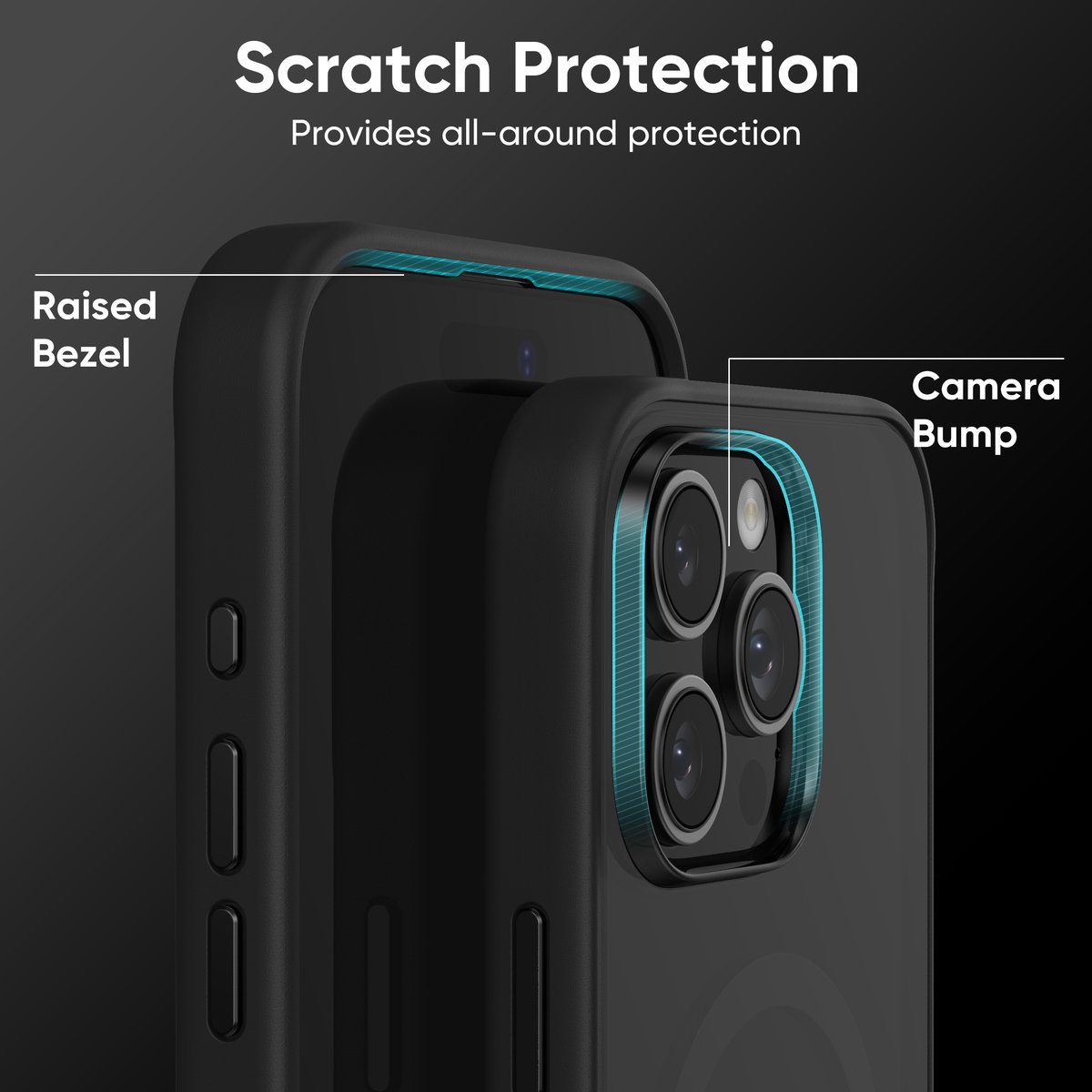 FLOLAB Surtect Tri-Fusion MagSafe Compatible Case – iPhone 16 Series (Matte Black Frost)
