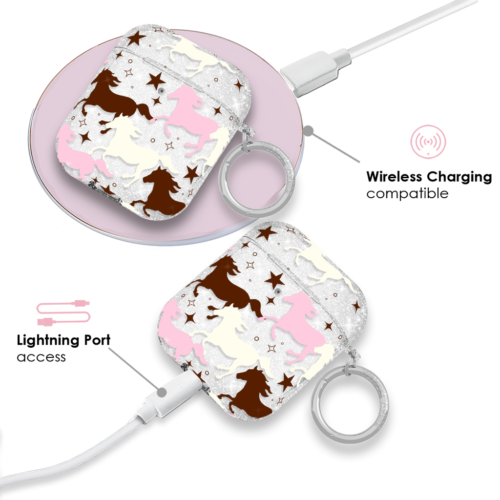 Pink Pony Glitter AirPod Case