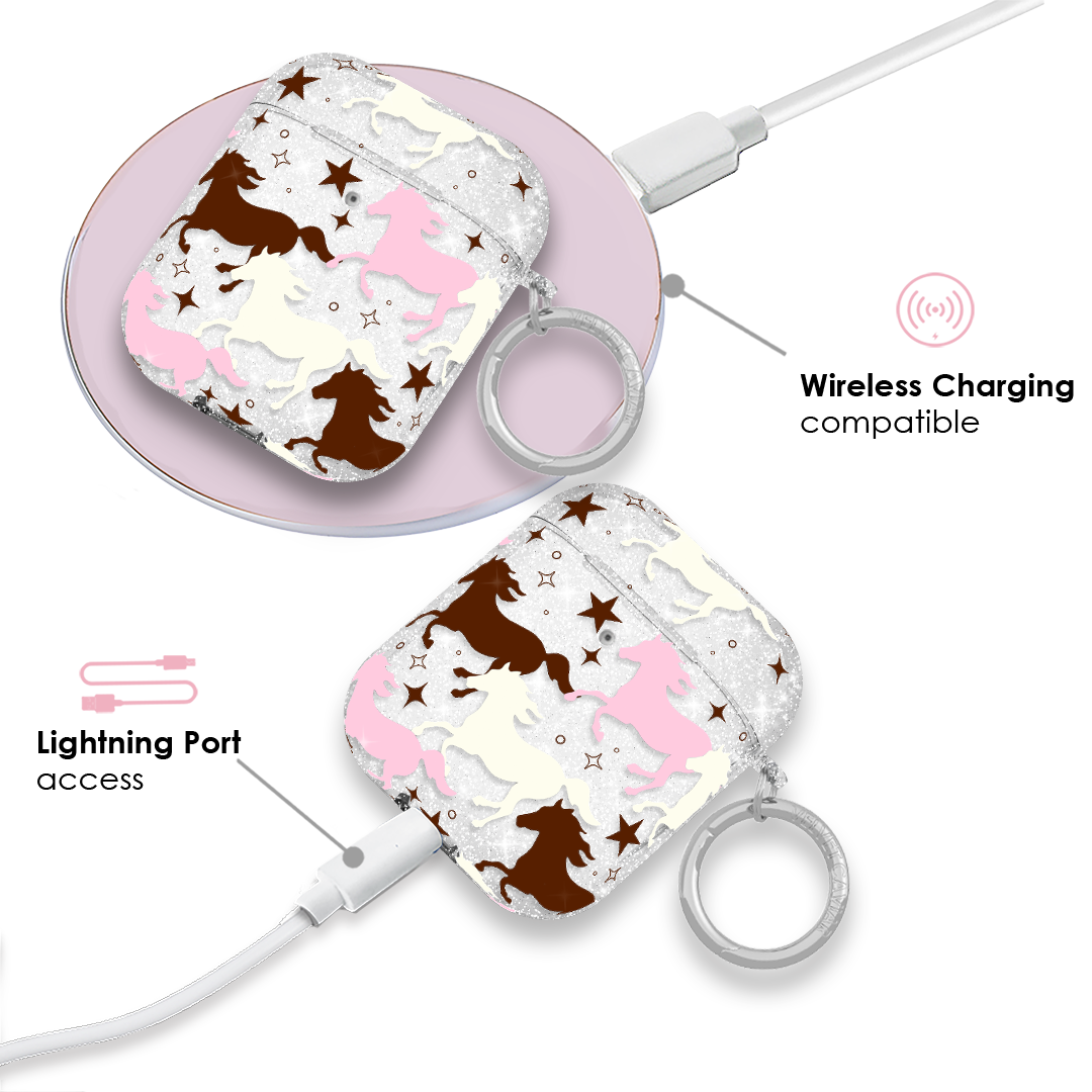 Pink Pony Glitter AirPod Case