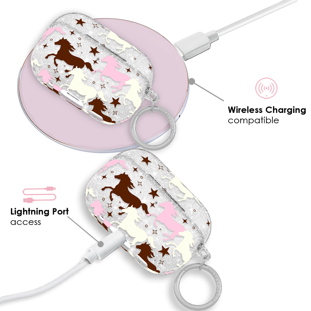 Pink Pony Glitter AirPod Case